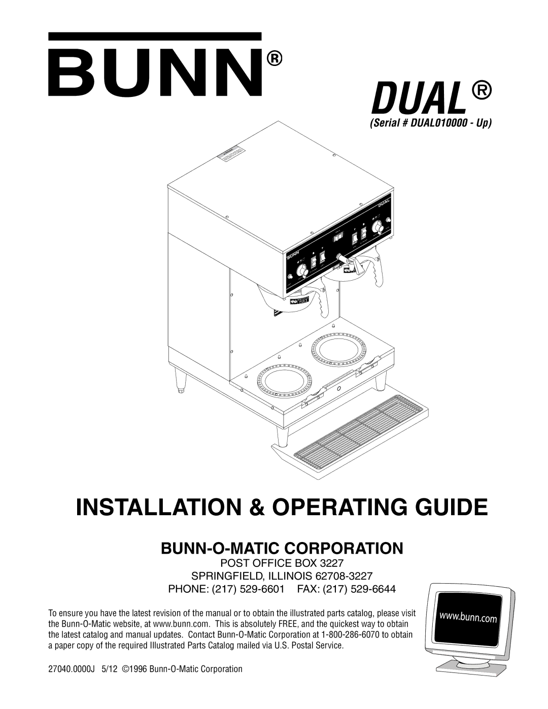 Bunn Serial manual Dual  